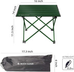 ROCK CLOUD Portable Camping Table Ultralight Aluminum Folding Beach Table Camp for Camping Hiking Backpacking Outdoor Picnic, Green