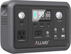 Portable Power Station 300W (Peak 600W), ALLWEI 256Wh Solar Generator with 60W USB-C PD Output, 110V Pure Sine Wave AC Outlet Backup LiFePO4 Battery for Outdoors Camping Travel Home Blackout