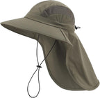 Home Prefer UPF 50+ Sun Hats for Men Women Wide Brim Fishing Hat with Neck Flap UV Protection Sunblock Safari Bucket Hat