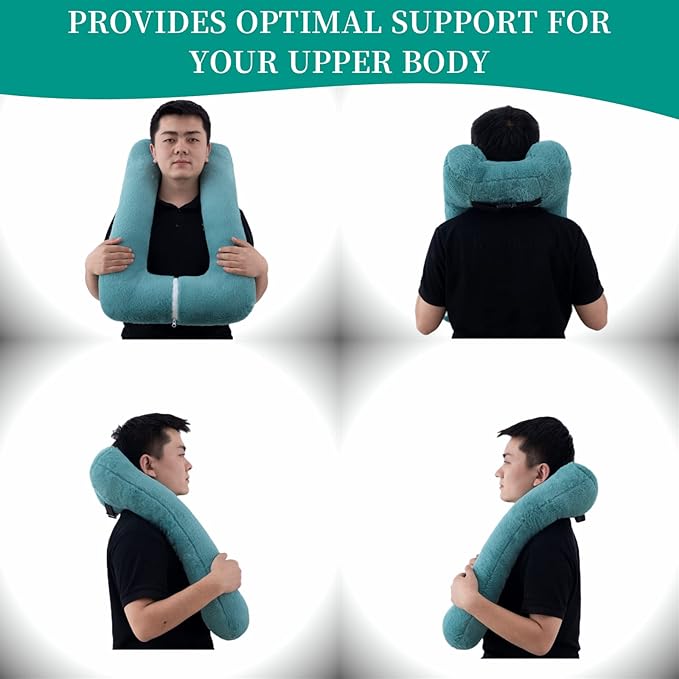 Travel Pillow Upgraded Version of Aircraft Travel Neck Pillow with Storage Bag, Sleep Pillows for Travel by Train, Car, or Plane, Supporting The Head and Body, Travel Pillow for Kids