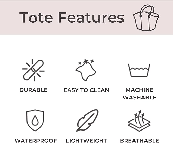 POPUPS Large Neoprene Tote Bag for Women - Everyday Designer Handbag for Travel Work and Beach with Pockets and Zipper Pouch