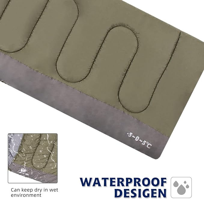 Sleeping Bag for Adults & Kids,Waterproof Lightweight Backpacking Sleeping Bags, Envelope Hooded 3 Season for Camping Hiking Outdoor Travel