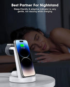3 in 1 Charging Station for Apple Device, Wireless Charger for iPhone 16 15 14 13 12 11 Pro Max & Apple Watch iwatch- Charging Stand Dock for AirPods