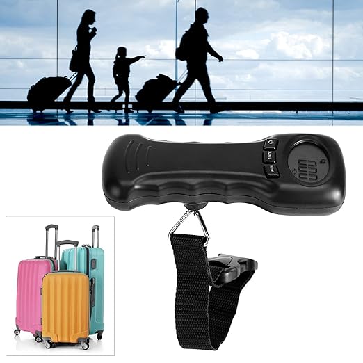 Luggage Scale,Ocs‑8 50kg/110lb Portable Travel Hanging Luggage Scale Electronic Weight, Suitcase Weighing Scale with LCD Digital Display for Travel Home Fair, Battery Not Included, Black