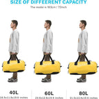 Gonex 40L 60L 80L Extra Large Waterproof Duffle Travel Dry Duffel Bag Heavy Duty Bag with Durable Straps & Handles for Kayaking Paddleboarding Boating Rafting Fishing