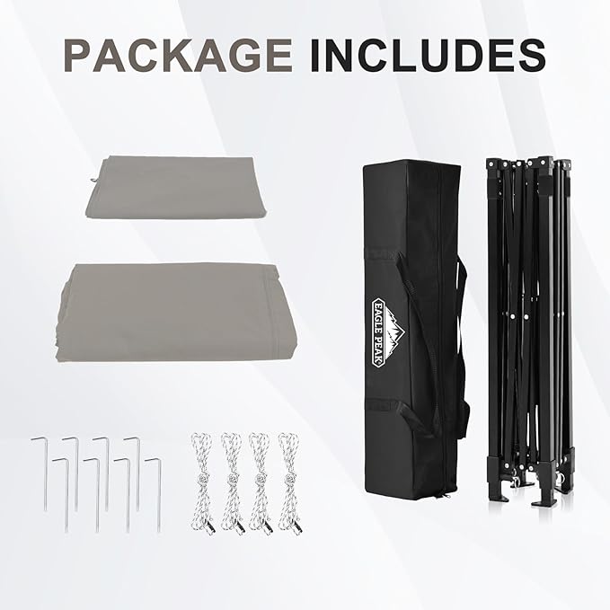 EAGLE PEAK Flex Ultra Compact 5x5 Pop-up Canopy, Sun Shelter, Changing Room, Portable Privacy Canopy Cabana for Pool, Fashion Photoshoots, or Camping, Gray