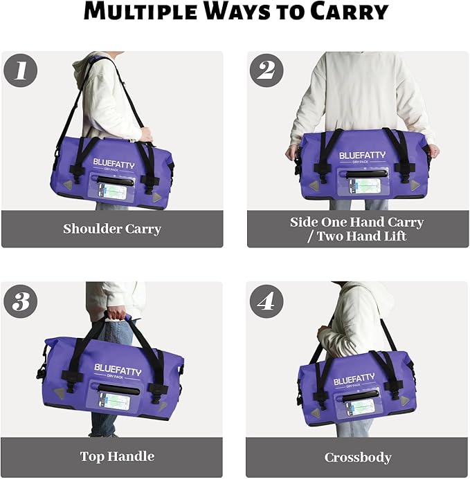 Large Waterproof Duffel Bag Roll-top Heavy Duty Dry Duffle Bags for Motorcycling, Rafting, Boating, SUP, Kayaking, Travel, 70L(Blue)