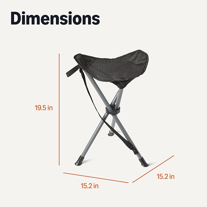 Amazon Basics Portable Camping Stool, Collapsible, Lightweight, for Hiking, Hunting, Fishing, Black