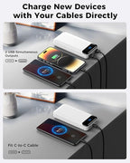 Portable Charger Power Bank 40000mAh Powerbank PD 30W and QC 4.0 Fast Charging External Battery Pack with USB-C LED 3 Outputs & 2 Inputs Portable Charging for iPhone 15 14 13 (White)