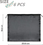 6 Pack Dust Bags for Handbags Silk Dust Cover Bag for Handbags Purses Shoes Boots, Silk Dustproof Drawstring Bag Travel Storage Pouch (Black, 23.6 × 19.6 in)
