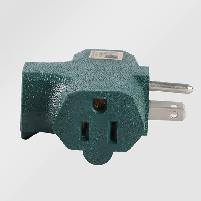 3 Outlet Adapter [UL Listed] 3 Way Outlet Splitter - 3 T-Shaped Adapter Outdoor Power Splitter Grounded Wall Tap Adapter Heavy Duty (3, green)