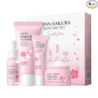Skin Care Set JAPAN SAKURA Beauty Gift Sets Skin Care Kit with Cleanser, Serum, Eye Cream, Face Cream Travel Kit for Women Mom Wife Teen Girls Gentle Skin Cleaning TSA-friendly Sizes 4pcs