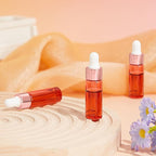 100 Pcs Mini Glass Oil Dropper Bottle Bulk, Clear Essential Small Empty Bottles Sample Containers Perfume Liquid Vials with Cap for Traveling (5 ml,Pink Body)