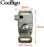 10Pack 5/8" Compass Whistle Buckle Plastic Paracord Bracelet Outdoor Camping Emergency Survival Travel Kits (OD Green)