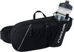 WATERFLY Fanny Pack Waist Bag: Hiking Water Bottle Holder with Strap Waist Pack for Women Men Hydration Hip Packs for Running Walking Traveling-Black