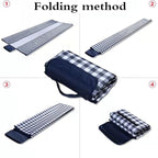 Extra Large Picnic Blanket Beach Blankets, Outdoor Foldable Waterproof Sand Mat for Beach Camping Hiking Travel Family Concerts Grass Park Music Festival Lawn Mats (Dark Blue, 80x80inch)