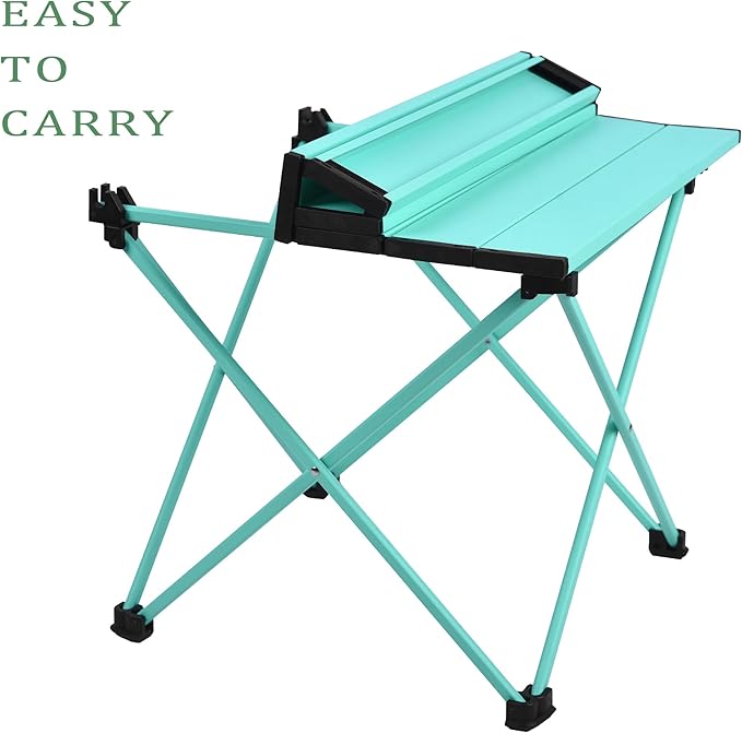 Grope Portable Camping Table with Aluminum Table Top, Folding Beach Table Easy to Carry, Prefect for Outdoor, Picnic, BBQ, Cooking, Festival, Beach, Home (Sky Blue-L)