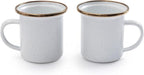 Barebones 5-Ounce Enamel Espresso Cup Set of 2 - Small Coffee Mug and Tea Cup - Stainless Steel Rim Camping Mug for Indoor and Outdoor Use (Eggshell)