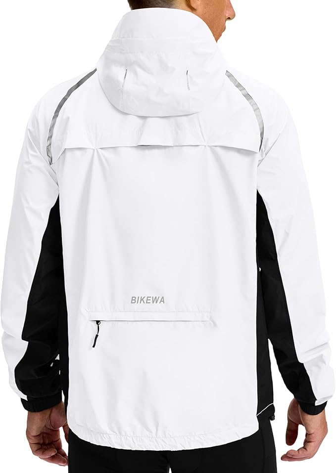 Men's Cycling Rain Jackets Waterproof Running Bike Windbreaker Lightweight Packable Hooded Jacket
