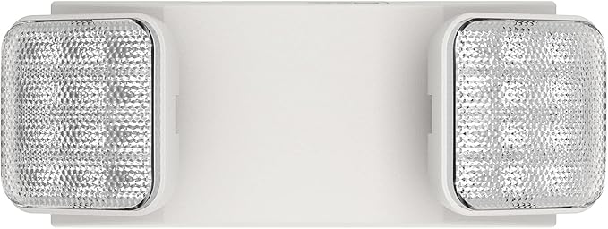 1 Pack LED Emergency Lighting Fixture with 2 LED Heads-Hardwired Adjustable White Commercial Emergency Lights with Battery Backup for Power Failure