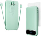 12000mAh Lightweight-Portable-Charger-Power-Bank with Built-in Cables and AC Wall Plug, PD20W USB-C Fast Charging Battery Pack, LED Display External Travel Phone Charger for All iPhone,Samsung,Android