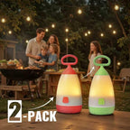 Kids Camping Lantern & Night Light Battery Powered, 360° Eye-Safe Light (AAA Included), IPX4 with RGB Modes Portable for Outdoor, Emergency , Gift for Children (Green+Red 2 Pack)