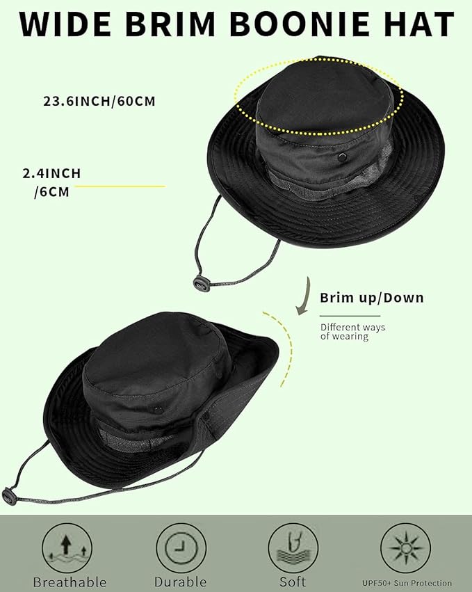 Sun Hats for Men Women Bucket Hat UPF 50+ Boonie Hat Foldable UV Protection Hiking Beach Fishing Summer Safari