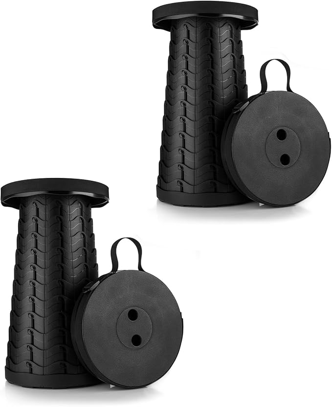 Boreeman 2-Pack Collapsible Stool, Lightweight Yet More Sturdy with Load Capacity 400lbs, Upgraded Portable Stool for Camping Fishing Hiking BBQ
