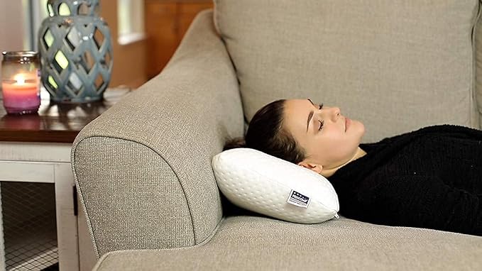 Travel & Camping Pillow - Comfortable Memory Foam Travel Small Pillow - Backpacking Pillow Easy to Carry Portable Bag Ideal for Airplane & Car Travel Pillows (White)