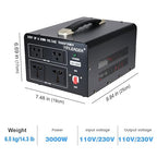 Yinleader 3000 Watt Voltage Converter Transformer Step Up 110V to 220V or Step Down 220V to 110V Power Converter Adapter for use in The United States for European and Asian Household appliances