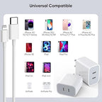 10FT iPhone Fast Charger,[Apple MFi Certified] 2Pack PD Dual Apple Fast Charger USBC Charge Block 10Foot Lightning Cable Cord Quick Charging for iPhone 14/Pro/Pro Max/Plus/13/12/11/XS/XR/X/SE2022/iPad