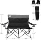 Northroad Outdoor Camping Chair Set of 3,Folding Padded Camp Chair w/1 Sofa,2 Single Chairs,Collapsible Conversation Set for Family Patio, Beach (Black)