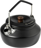0.6 Liter Lightweight Stainless Steel Camping Kettle Portable Camp Tea Pot, Outdoor Campfire Use, Black