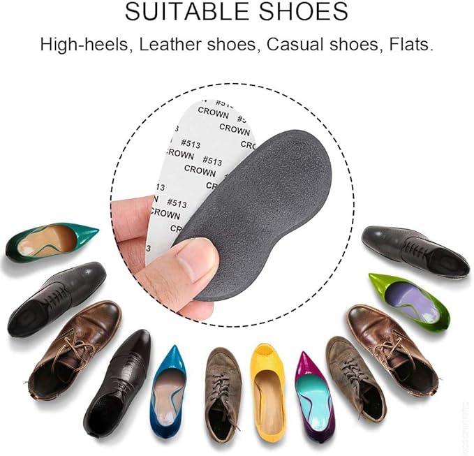 Dr.Foot Heel Grips for Women and Men, Self-Adhesive Heel Cushion Inserts Prevent Heel Slipping, Improve Shoes Too Big, Rubbing, Blisters, Foot Pain- 2pairs+ Extra 1pair(Grey)