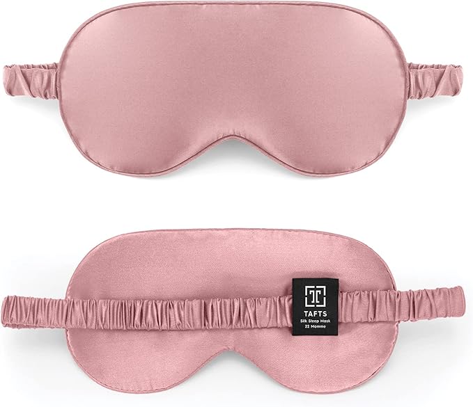TAFTS Silk Sleep Mask - 22mm 100% Pure Mulberry 6A Silk & Blindfold, Soft Eye Masks, Lightweight, for Travel, Napping, Camping (Misty Rose Pink)