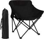 COSY105CMoon Chair Camping Chair Portable Folding Lounge Chair Lightweight Outdoor Recliner 265lbs Capacity Oxford Fabric & Aluminum Frame Includes Carry Bag for Beach Fishing Travel (Black)
