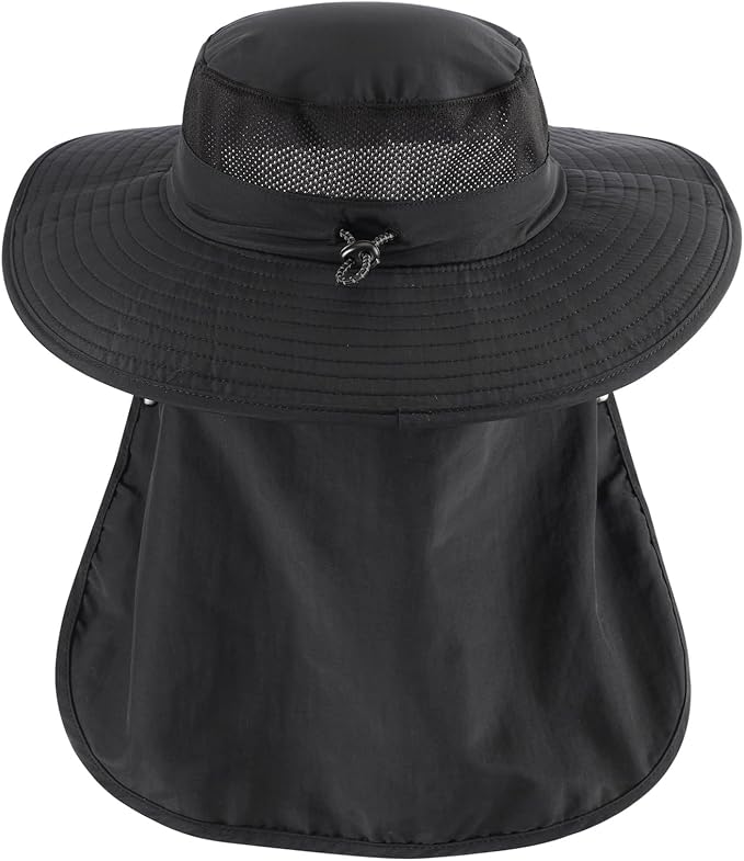 Home Prefer UPF 50+ Sun Hats for Men Women Wide Brim Fishing Hat with Neck Flap Summer Safari UV Protection Bucket Hat