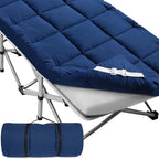 SPRINGSPIRIT Cot Mattress Topper (Improved Thickness), Foam Quilted Pads for Camping, Soft Comfortable Sleeping Cot Mattress Pad Only, Camping Pad 75"x30" for Camp Cot/Rv Bunk/Narrow Twin Beds, Navy
