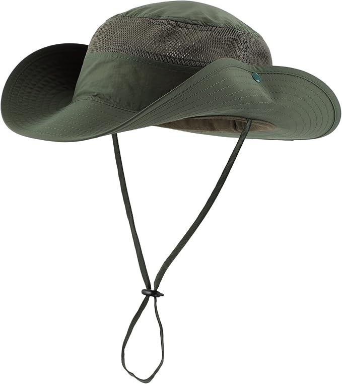 Connectyle Wide Brim Sun Hat for Men Breathable Cowboy Boonie Hat UPF 50+ Sun Protection Bucket Hat for Fishing Hiking