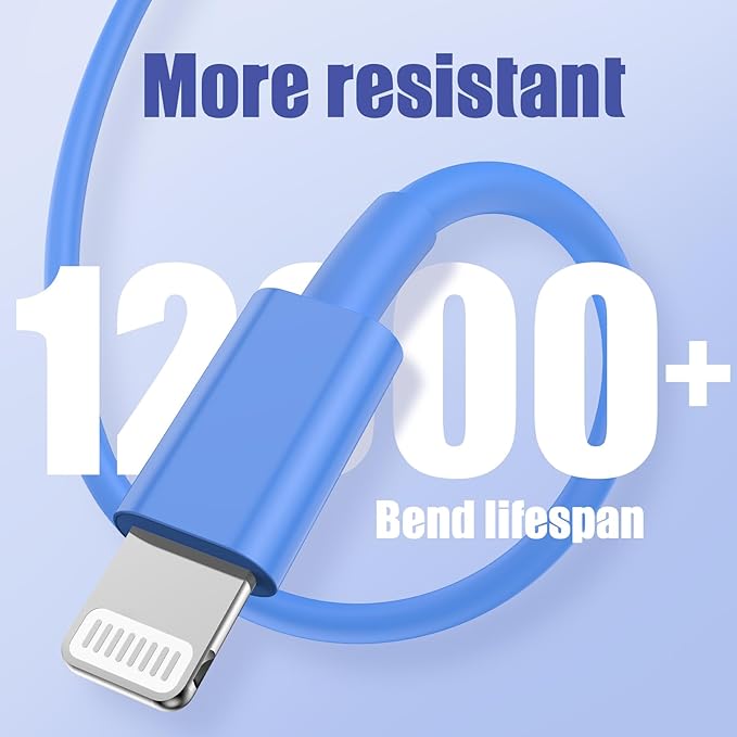 4Pack USB C to Lightning Cable 6FT, Fast Charging Cord for iPhone 14, Replacement for Apple Original Charger Cable for iPhone 14 13 12 11 Pro 11 XS MAX XR 8 7 6s Plus-Blue