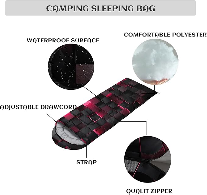 Sleeping Bags for Adults and Kids Backpacking Camping Sleeping Bags for Girls and Boys Lightweight Waterproof Cold/Warm Sleeping Bag for All Season