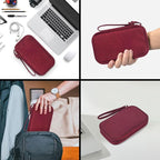 CAAORDKSO Electronic Cord Organizer Travel Case, Travel Cable Organizer Bag, Waterproof Electronic Accessories Carry Pouch for Cable, Cord, USB, Charger, Phone, Power Bank, Earphone (Wine Red, Medium)