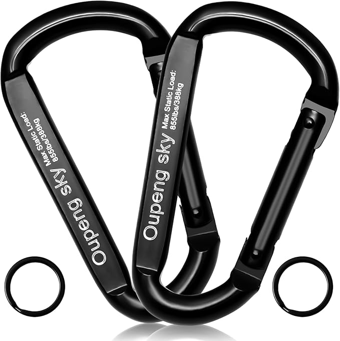 Carabiner Clip, 855lbs,3" Iron Heavy Duty Caribeaners for Hammocks, Camping Accessories,Hiking,Keychains,Outdoors and Gym etc,D Shaped Spring Hook Small Carabiners for Dog Leash,Harness and Key Ring.