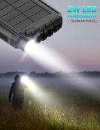 Power-Bank-Solar-Charger - 42800mAh Portable Charger,Solar Power Bank,External Battery Pack 5V3.1A Qc 3.0 Fast Charger Built-in Super Bright Flashlight (Deep Black)