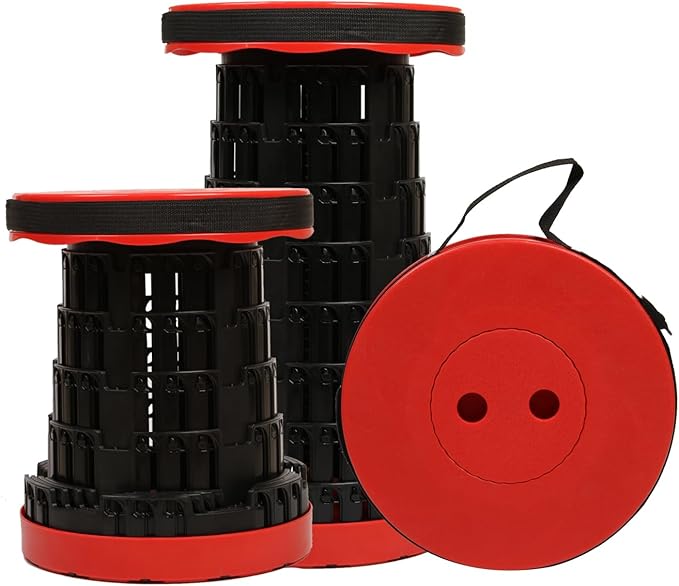 2025 Collapsible Stool Chair, Upgraded Folding Stool for Adults Lightweight, Sturdy, Adjustable, Portable, Foldable Seat Sturdy Stools for Outdoor Camping Fishing Hiking Gardening BBQ