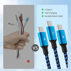USB C Splitter Cable Multi Charging Cable, Nylon USB C Splitter Cable, Multiple Charger Cord with 3 Type C Compatible with iPhone 16/15 Series, Galaxy S Series with Most Phones and More (2Pack 5FT)
