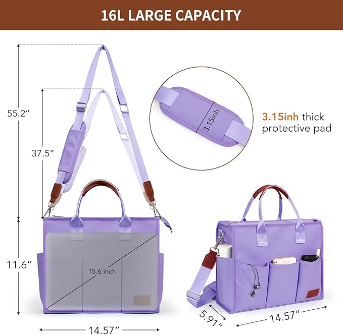 Fancy Forest Utility Work Tote Bags for Women With Compartments & Zipper,Large Canvas Tote Pruse Cossbody for College, Travel