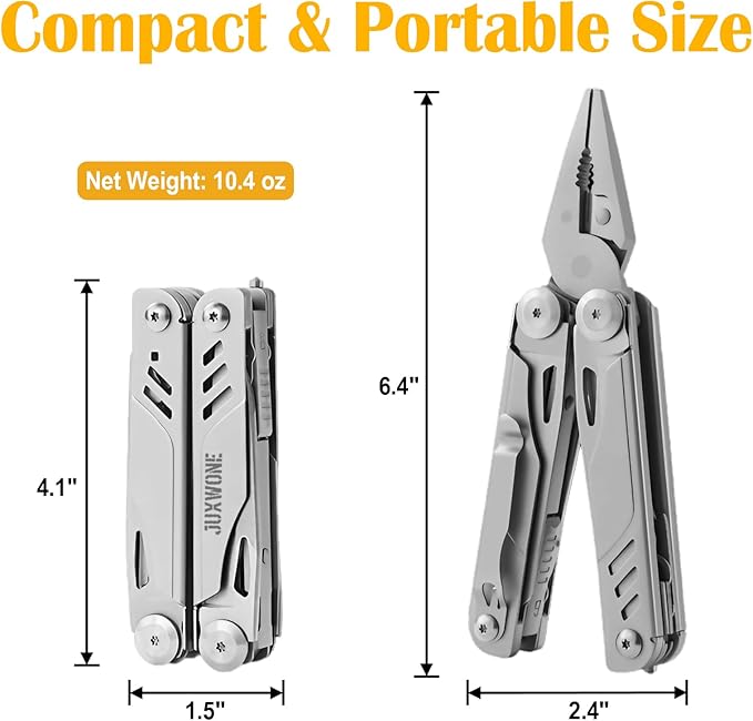 18-in-1 Multitool Pliers, Needle Nose Pliers with Pocket Clip, Pocket Knife set with Nylon Sheath, Wire Stripper, Scissors, Saw, Stainless Steel, Survival Gear for Camping, Hiking, Outdoor