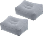 PATIKIL Travel Foot Rest Pillow, 2 Pack Inflatable Foot Rest Cushion Car Seat Footrest Leg Rest Pillow for Airplane Travel Office Home, Gray