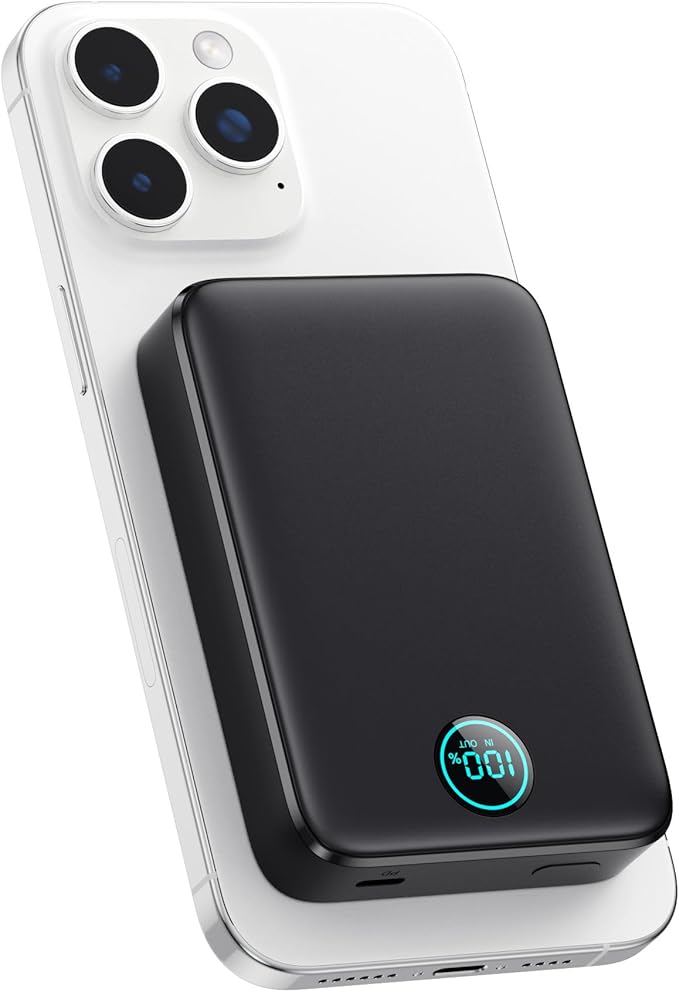 Magnetic Portable Charger 10800mah for Magsafe Battery Pack, Wireless Power Bank with 25W PD Fast Charging & LCD Display, Compatible with iPhone 16/15/14/13/12 Pro/Pro Max/Plus-Black